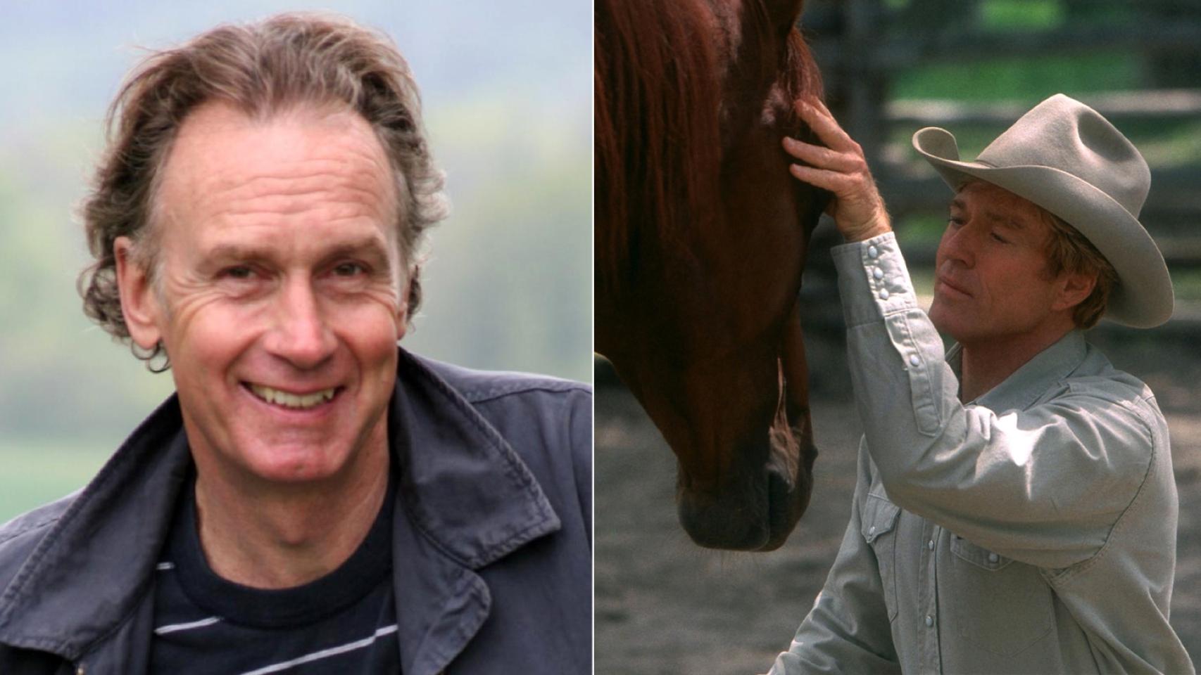 Nicholas Evans. A la derecha, Robert Redford en la películas 'El hombre que susurraba a los caballos'