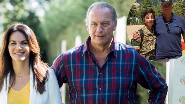 Bertín Osborne y Fabiola Martínez en un montaje de EL ESPAÑOL junto a la imagen que ha compartido el cantante con su hijo Carlos.