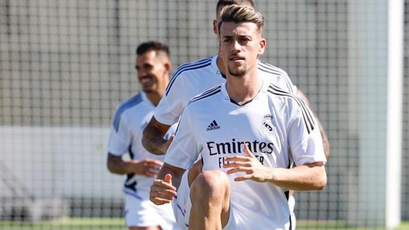 Antonio Blanco, entrenando con el Real Madrid