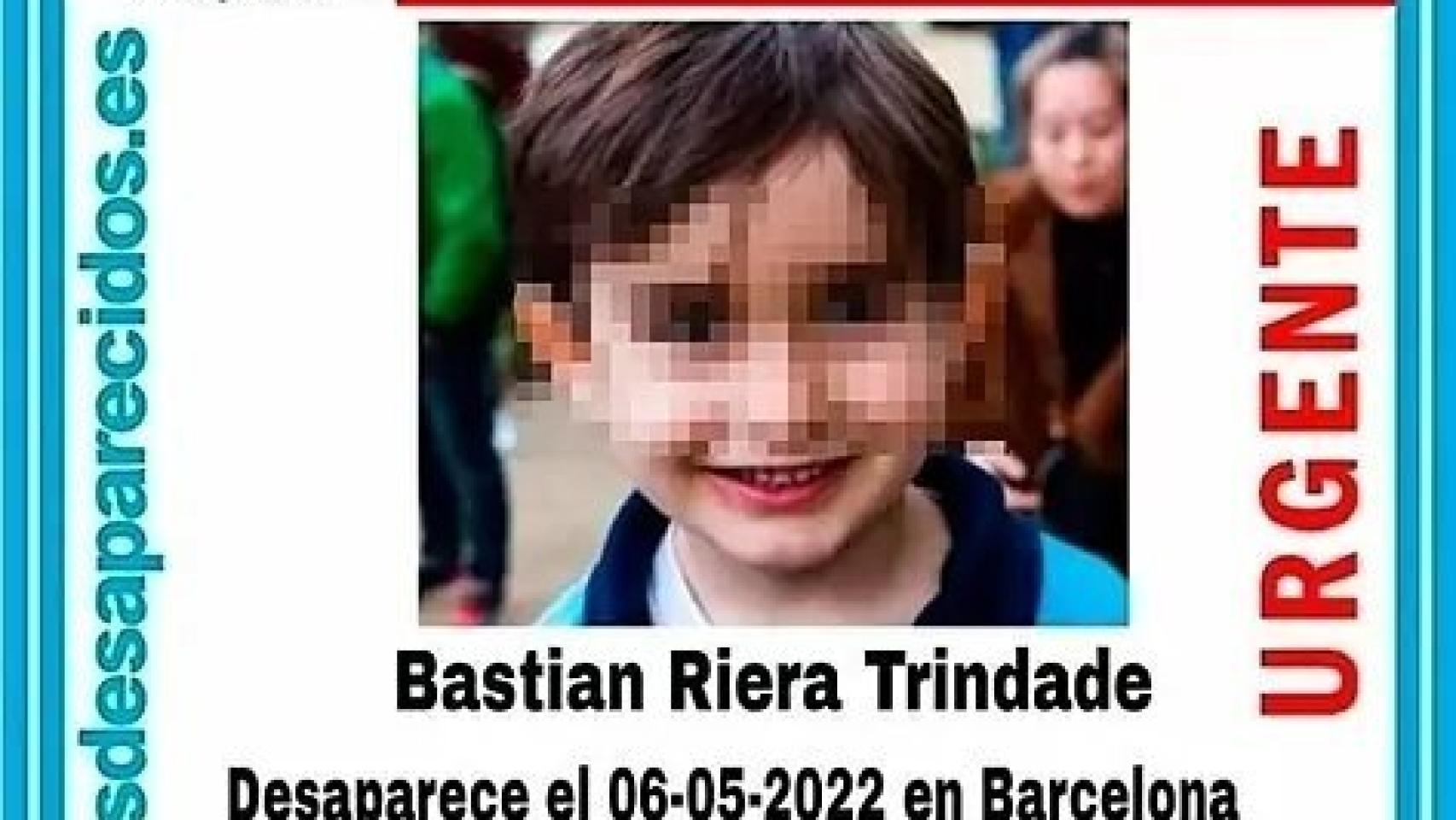 Cartel del menor en la página de SOS Desaparecidos.