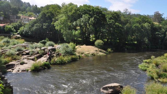 Caudal del Río Tambre a su paso por A Ponte Maceira, en Negreira.