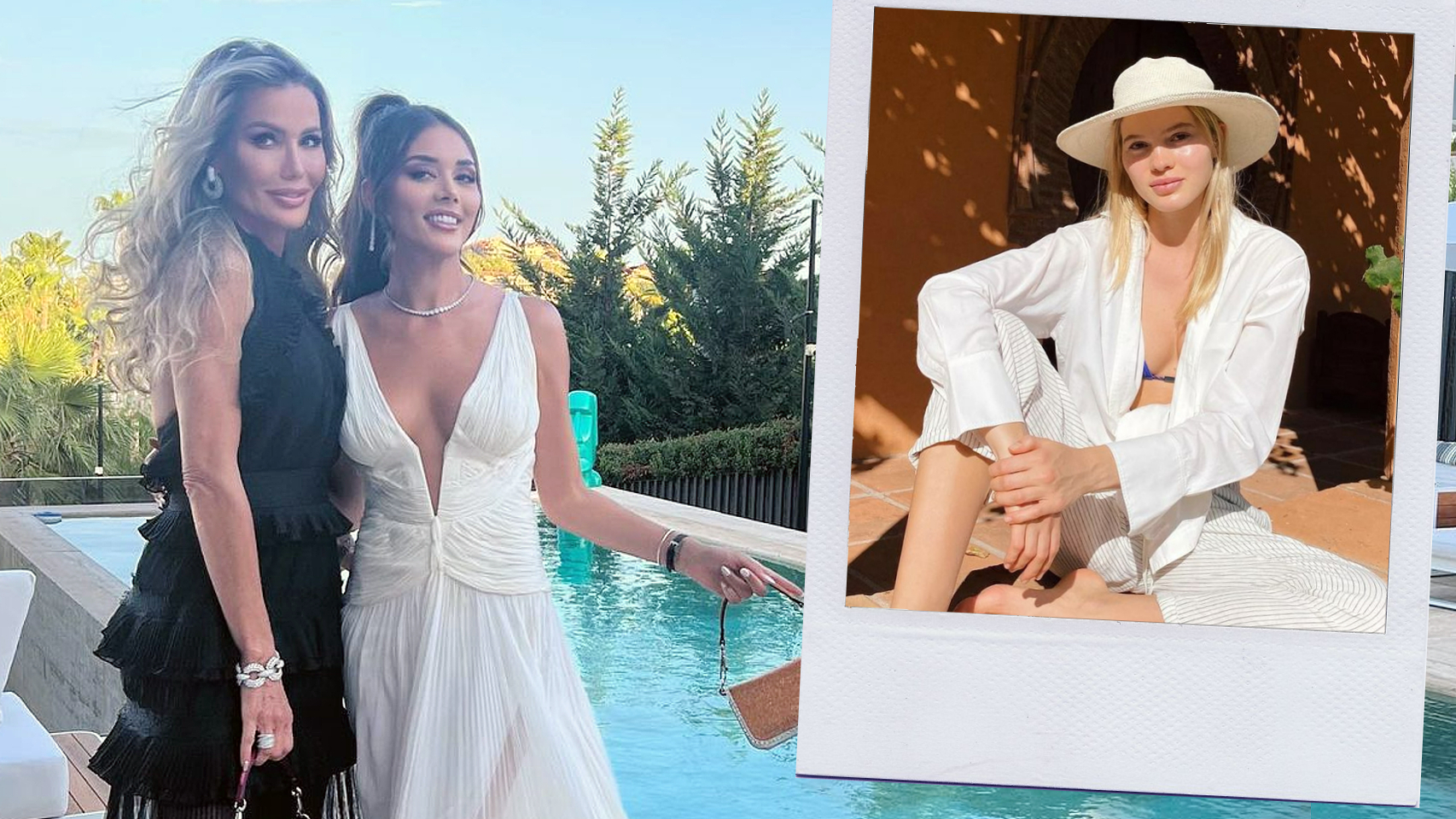 Raquel Flores junto a su madre, Raquel Bernal, y Victoria Iglesias, en un montaje de EL ESPAÑOL.