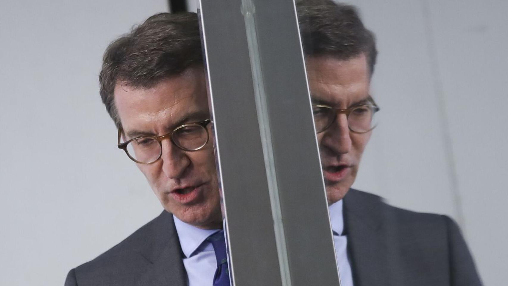 Alberto Núñez Feijóo en la sede del PP el pasado marzo.