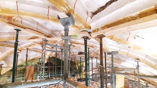 Tareas de restauración en la iglesia gótica de Fuenteodra
