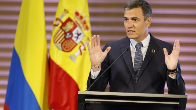 Pedro Sánchez, este miércoles en Bogotá.