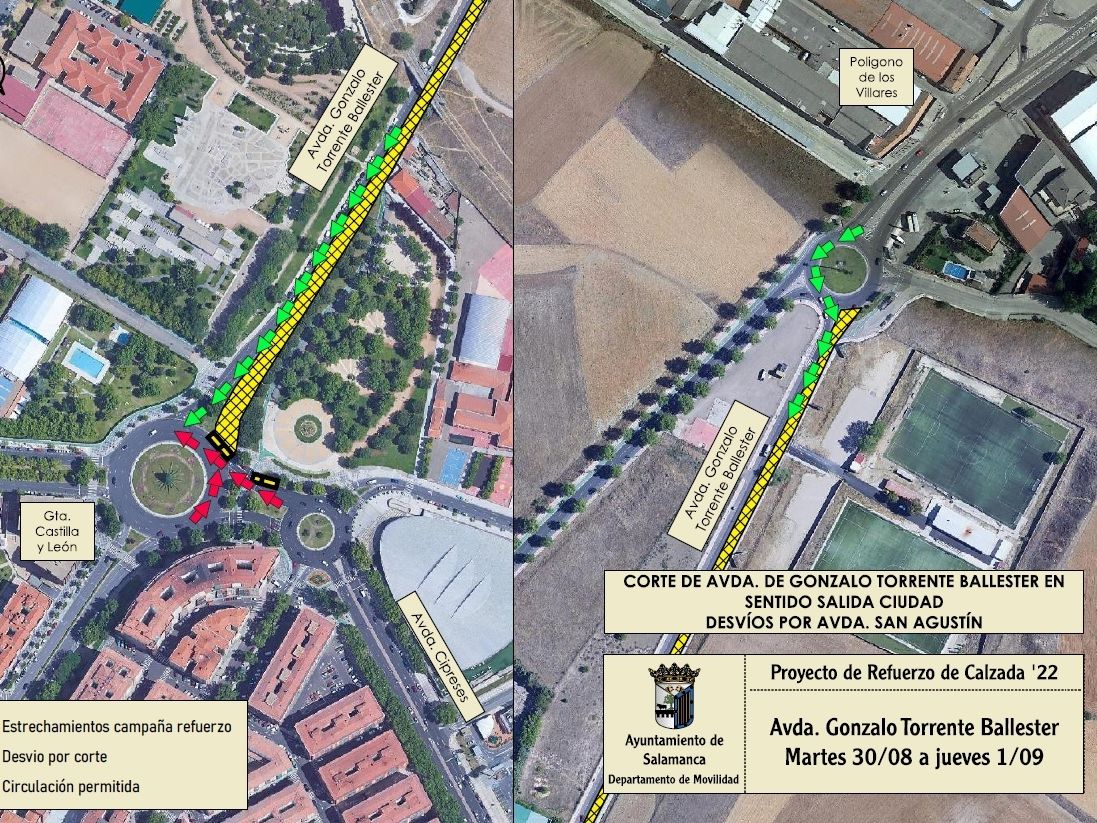 Cortes de tráfico en la Avenida de Gonzalo Torrente Ballester de Salamanca.