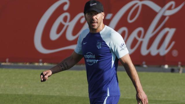 El 'Cholo' Simeone, en un entrenamiento del Atlético de Madrid