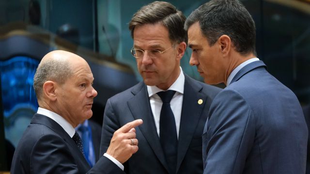 Olaf Scholz, Pedro Sánchez y Mark Rutte, durante la última cumbre celebrada en Bruselas
