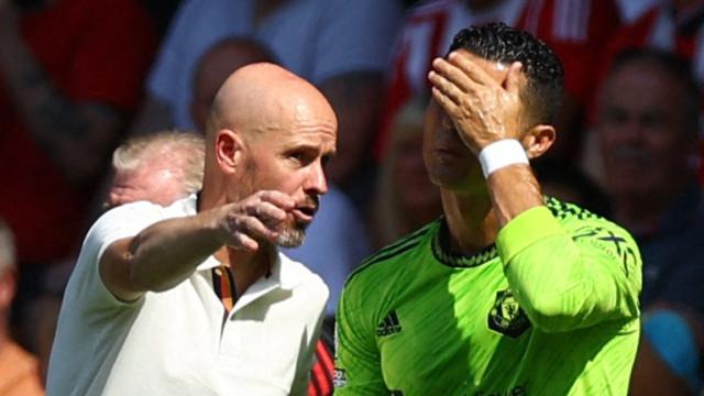 Ten Hag y Cristiano Ronaldo, en el Manchester United