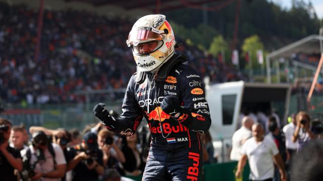 Max Verstappen celebra su victoria en el Gran Premio de Bélgica