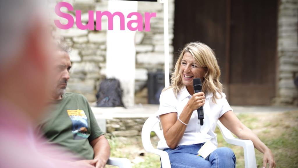 La vicepresidenta segunda del Gobierno y ministra de Trabajo, Yolanda Díaz durante la presentación de Sumar en 2022.