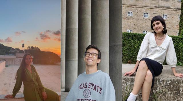 Sandra Souto estudia Comercio en la UVigo; Enrique Pérez, Empresariales en la UDC y Marta Sanjiao, Farmacia en la USC.