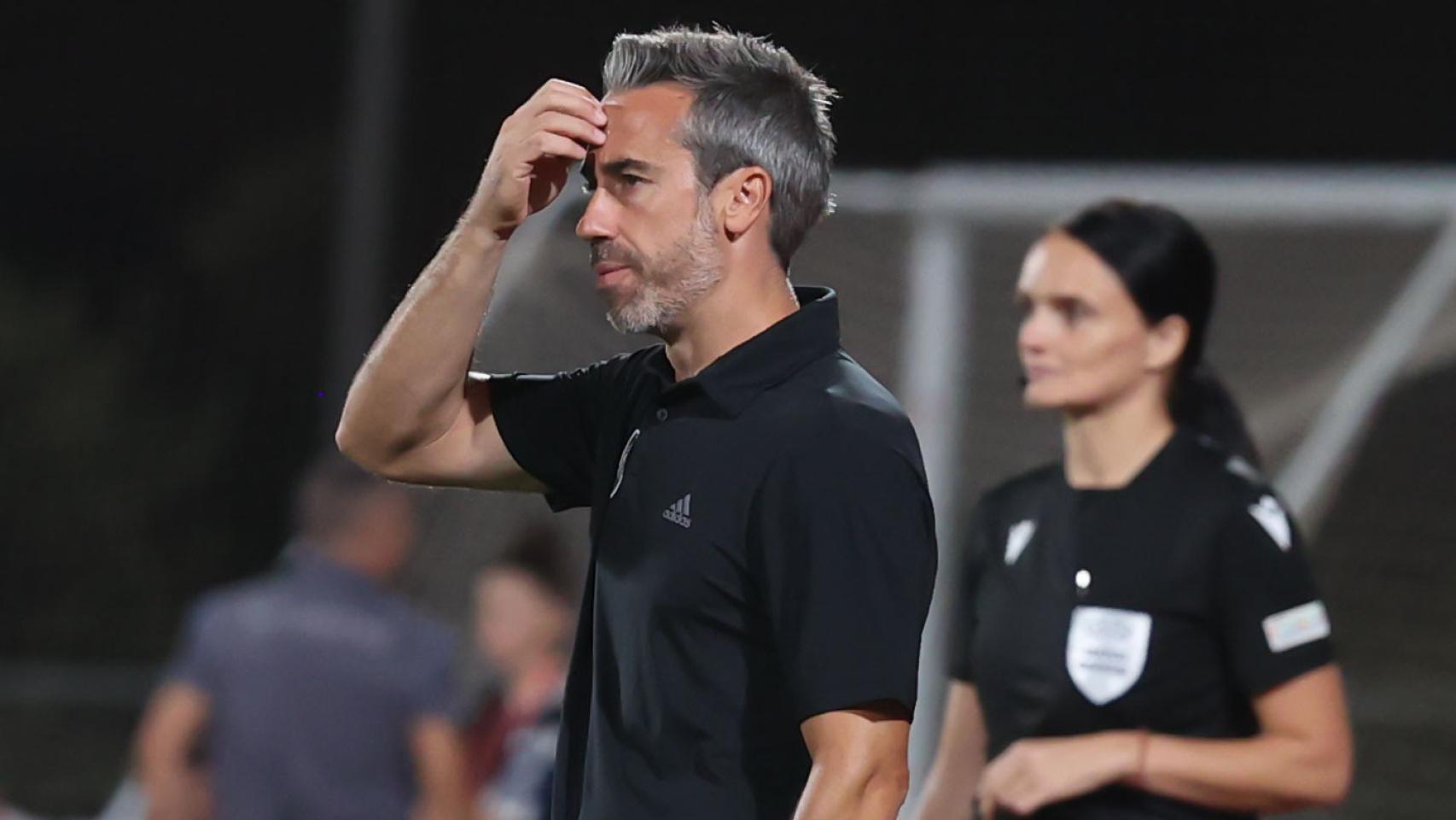 Jorge Vilda, durante el partido de España contra Hungría