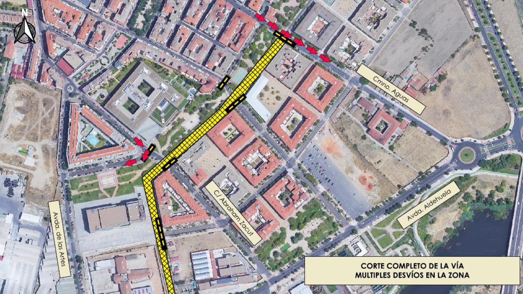 Una de las zonas cortadas por las obras en Salamanca