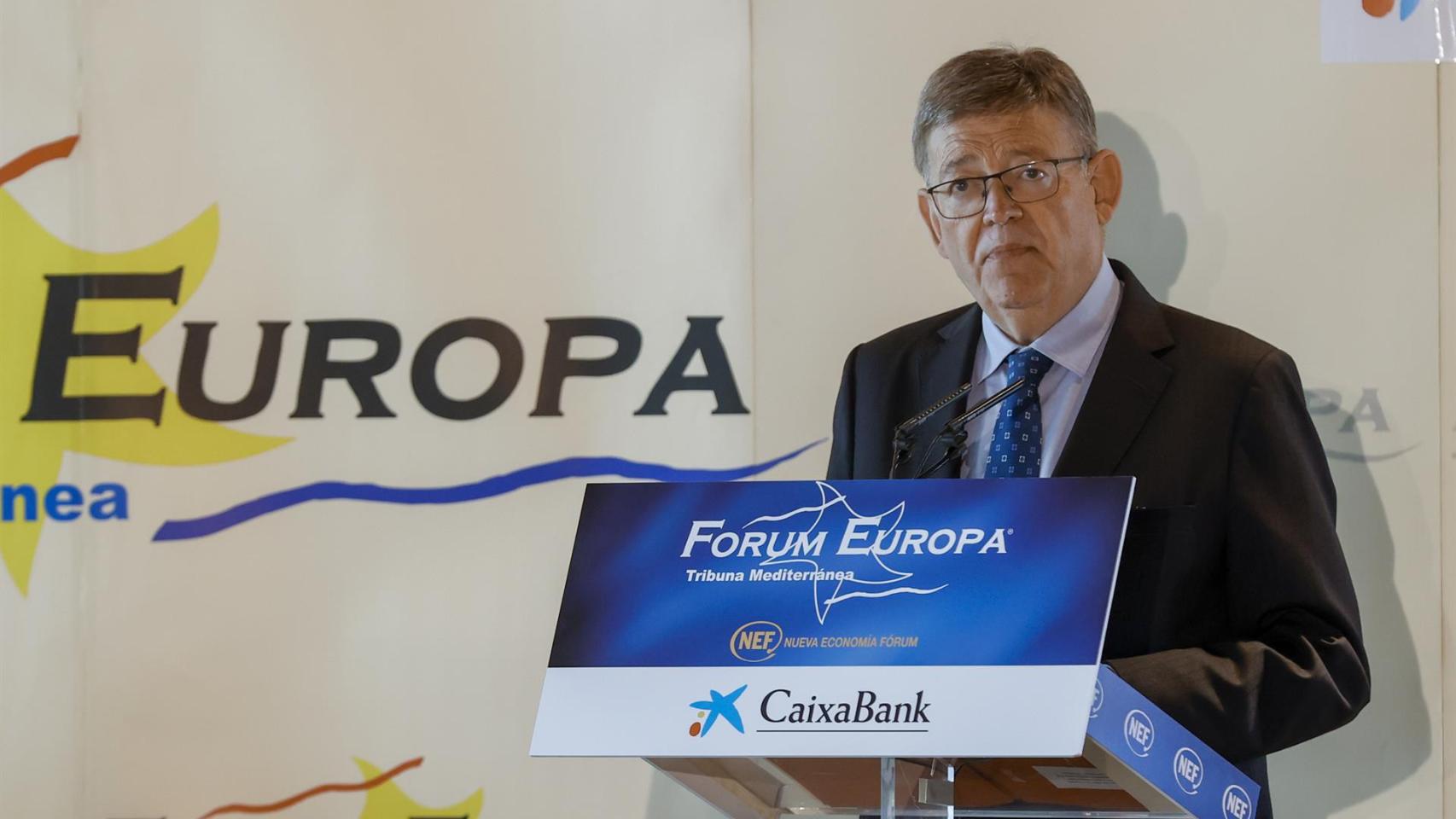 Ximo Puig en una conferencia en el Fórum Europa Tribuna Mediterránea.