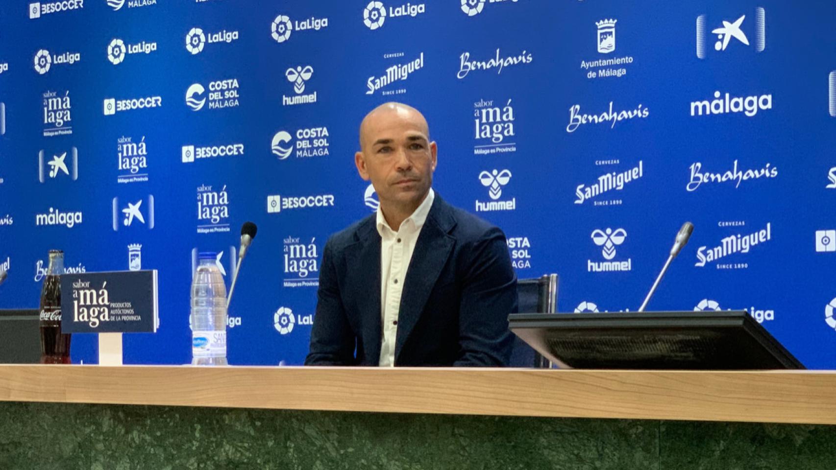 Manolo Gaspar durante la rueda de prensa ofrecida en La Rosaleda