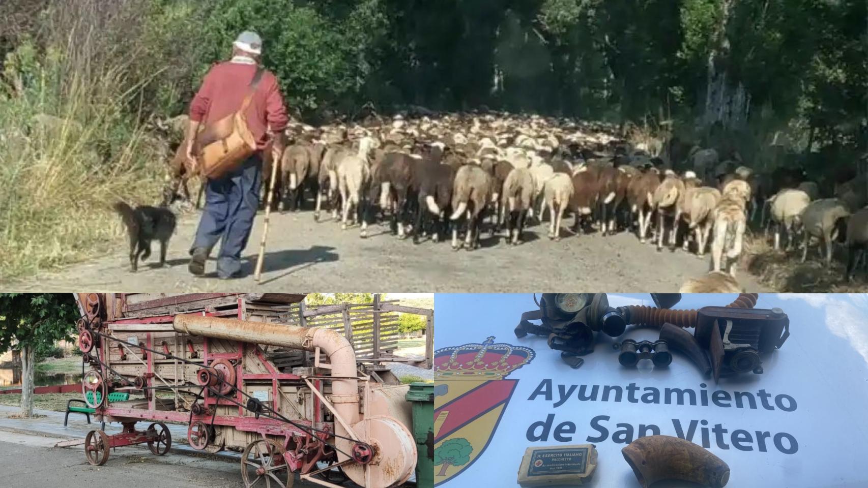 Trilladora y objetos antiguos que se podrán ver en la feria