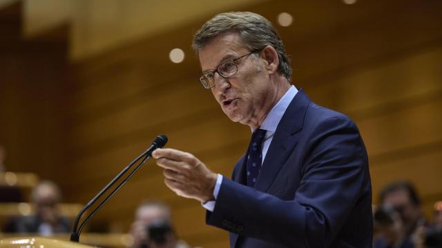 El presidente del Partido Popular, Alberto Núñez-Feijóo, este martes en el Senado.