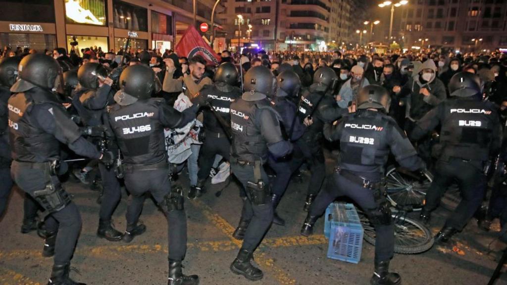 Altercados registrados en Valencia en febrero de 2021 por el encarcelamiento de Hasél./