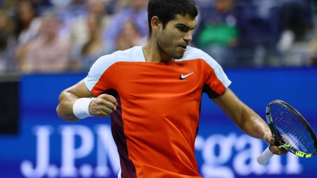 Carlos Alcaraz, celebrando un juego en el US Open 2022