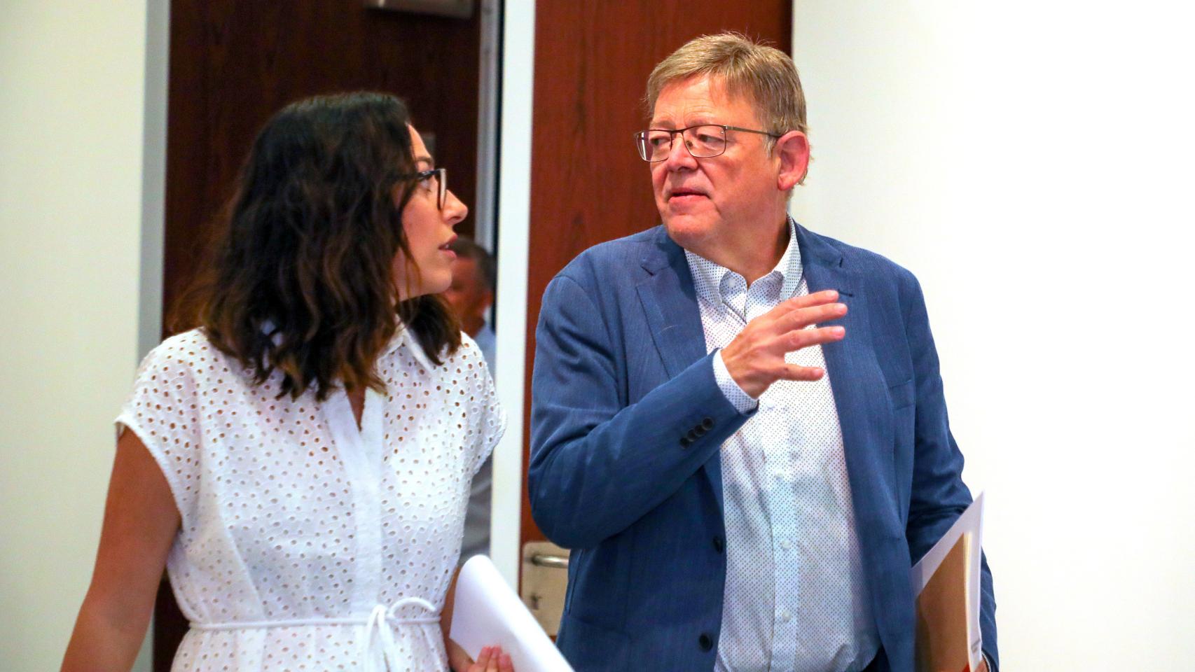Ximo Puig y Aitana Mas en Alcoy donde han presentado las líneas para los presupuestos de la Generalitat.