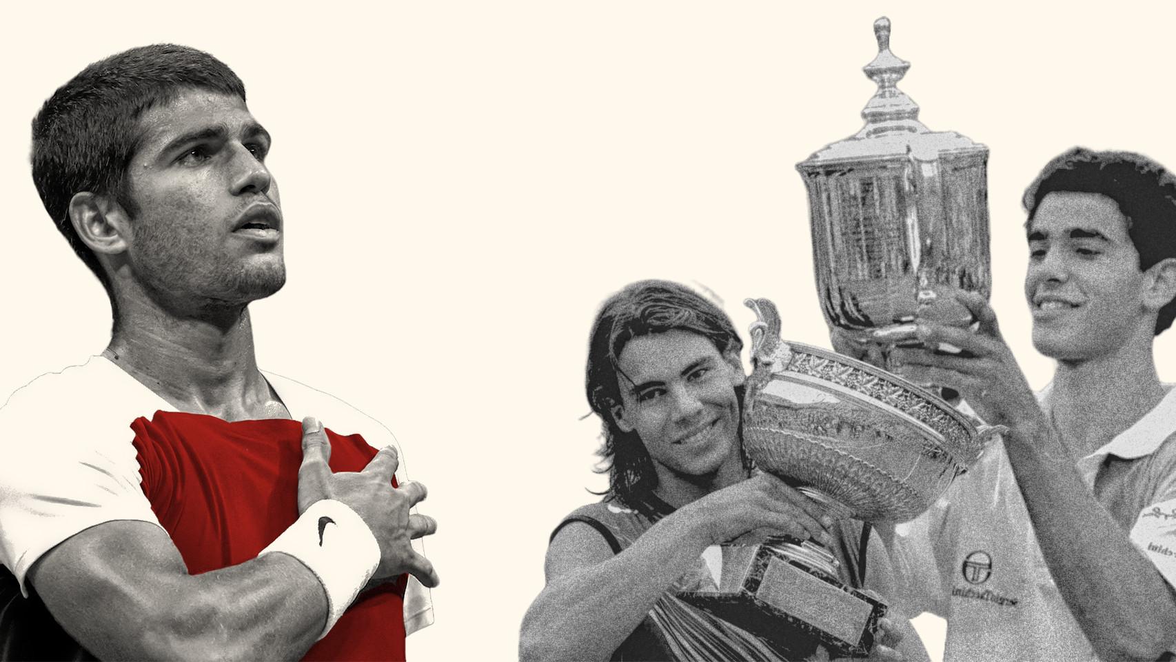 Carlos Alcaraz, Rafa Nadal y Pete Sampras