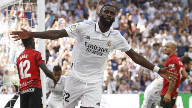 Antonio Rüdiger, tras marcar el gol de la sentencia del Real Madrid al Mallorca en La Liga 2022/2023