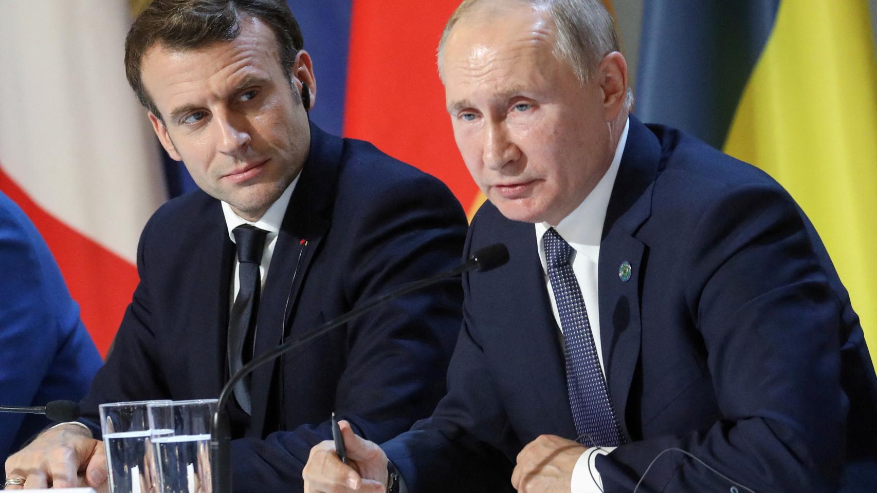 Macron y Putin en una rueda de prensa conjunta en el Elíseo en 2019.