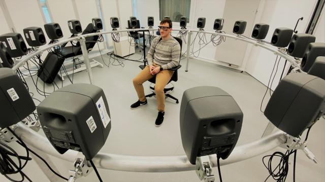 Sala de acústica de la Unidad de Evaluación Acústico-Auditiva (UNAV) en el instituto de Neurociencias de Castilla y León.
