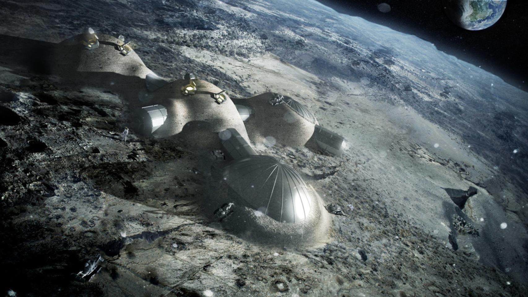 Representación de colonia en la Luna