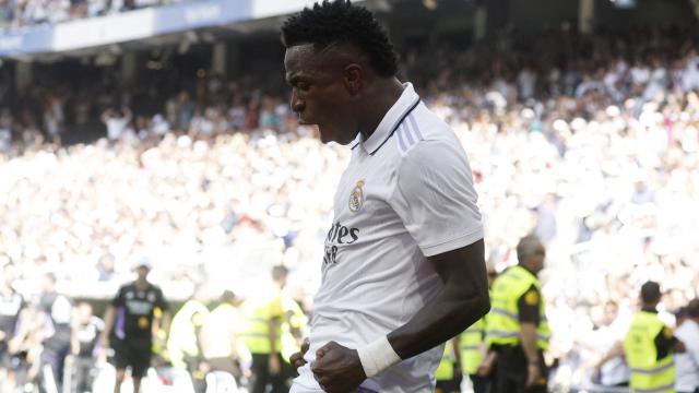 Vinicius Júnior, celebrando un gol con el Real Madrid en el Santiago Bernabéu