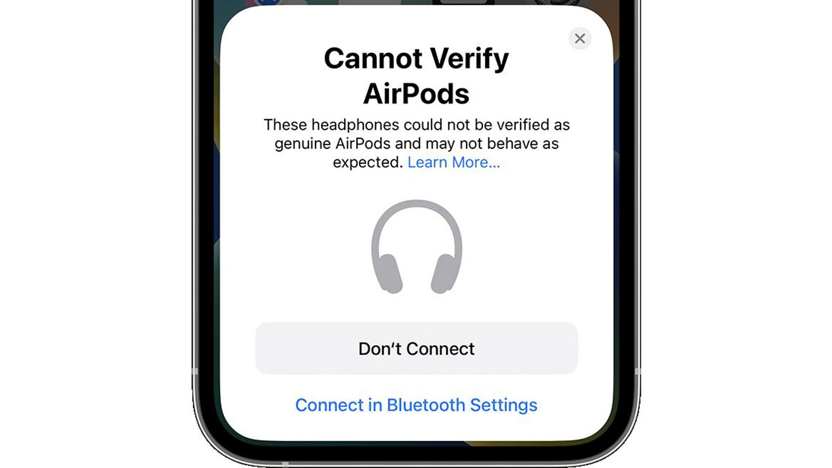 Advertencia de Apple.