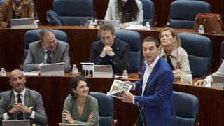 El secretario general del PSOE de Madrid, Juan Lobato, en una intervención en la Asamblea de Madrid.