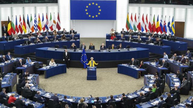 La presidenta de la Comisión Europea, Ursula von der Leyen, durante el Soteu.