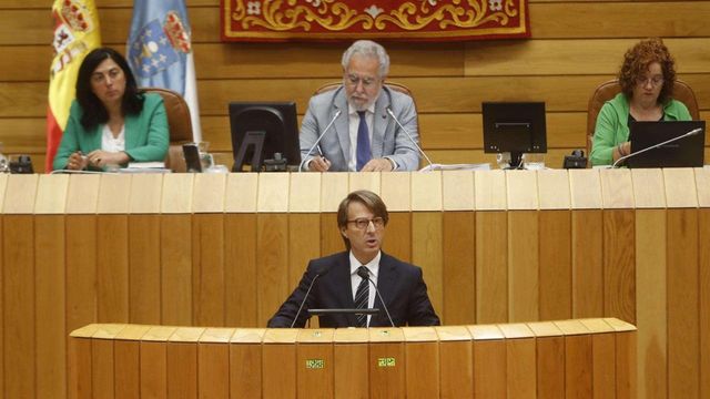 El conselleiro de Facenda, Miguel Corgos, este martes durante la presentación del plan estratégico de la Xunta