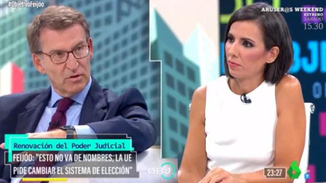 Un momento de la entrevista de Ana Pastor a Alberto Núñez Feijóo.