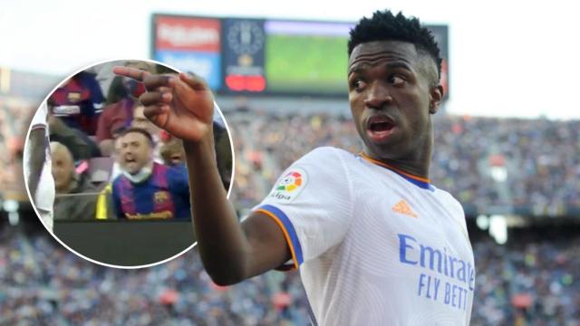 Vinicius, durante el partido en el Camp Nou donde recibió insultos racistas