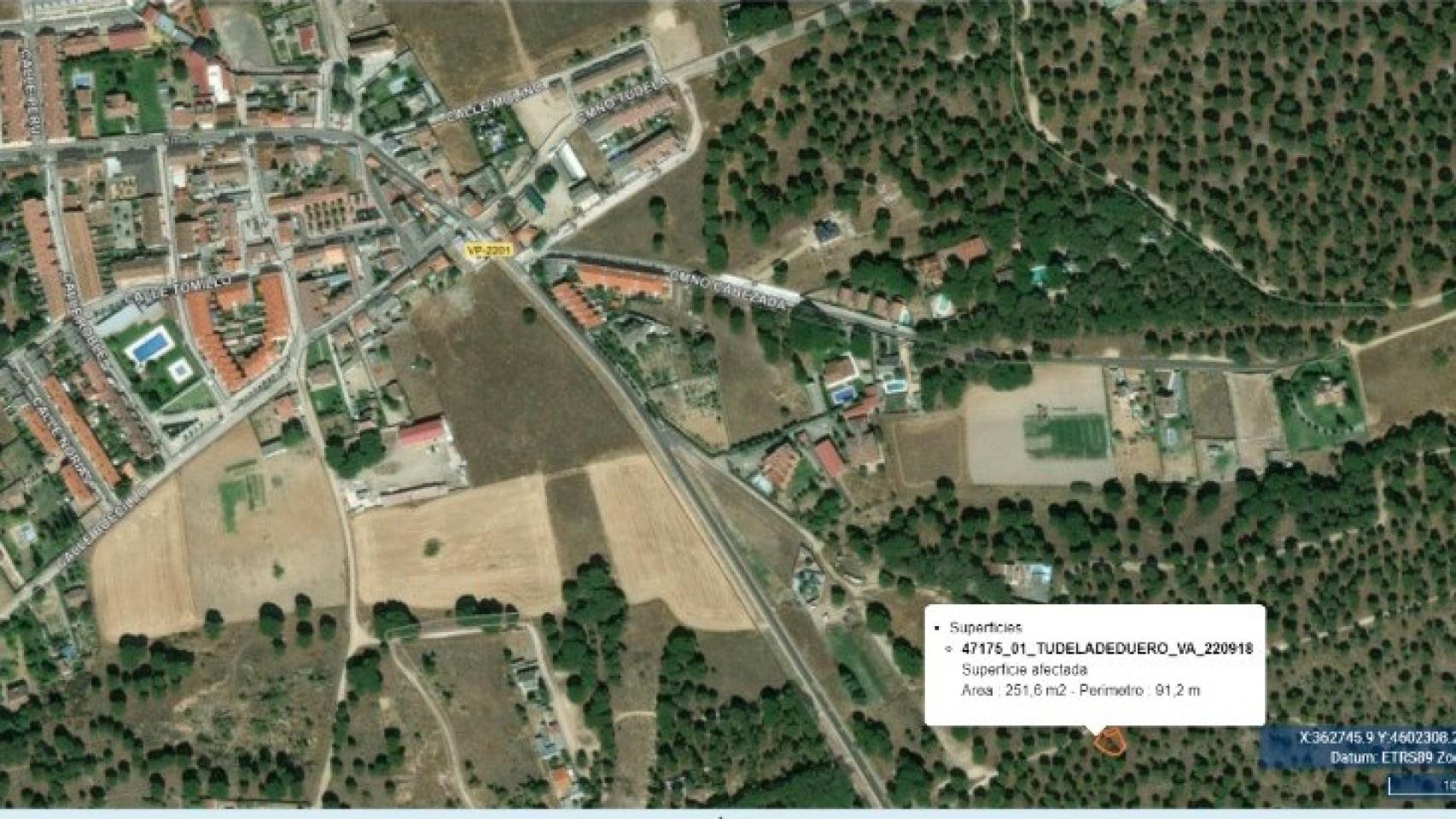 Vista aéra donde se produjo el incendio