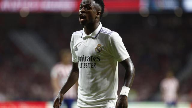 Vinicius Júnior durante el partido ante el Atlético de Madrid.