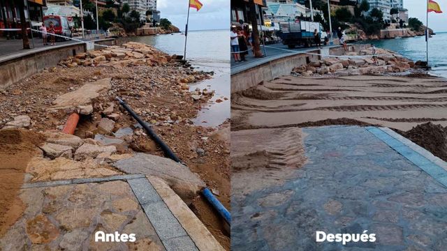 Trabajos realizados en la playa de Levante de Benidorm.