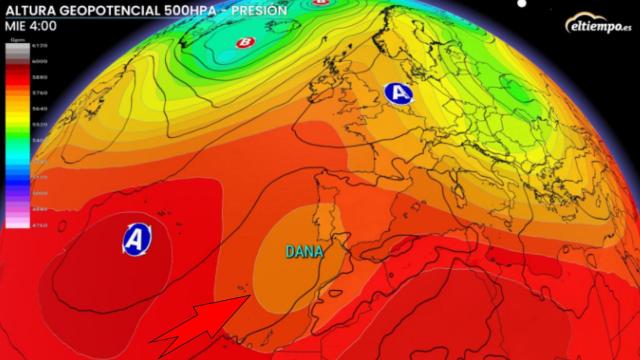 El acercamiento de la DANA a la Península en la última semana del verano. ElTiempo.es.