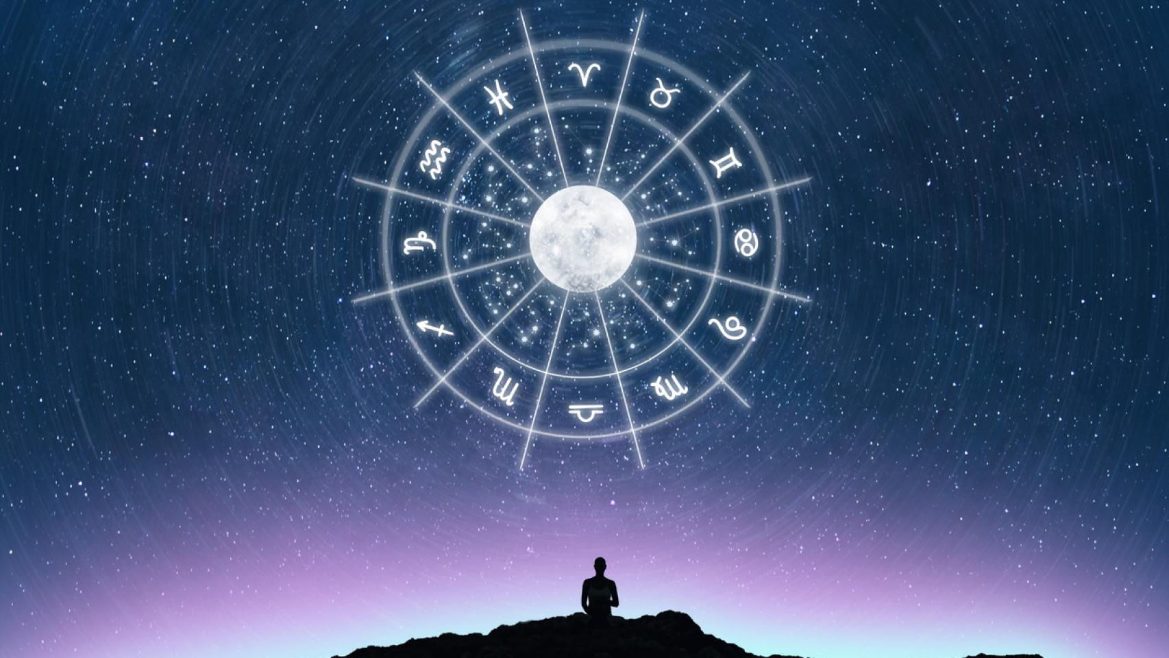 Montaje de los signos del zodiaco y su constelación correspondiente.