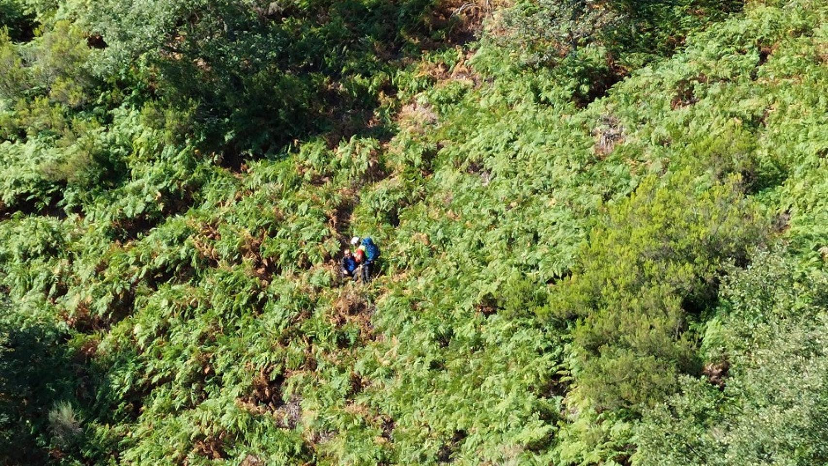 Rescate de un peregrino desorientado en un bosque leonés