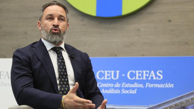 Santiago Abascal, durante una charla impartida en el CEU este martes.