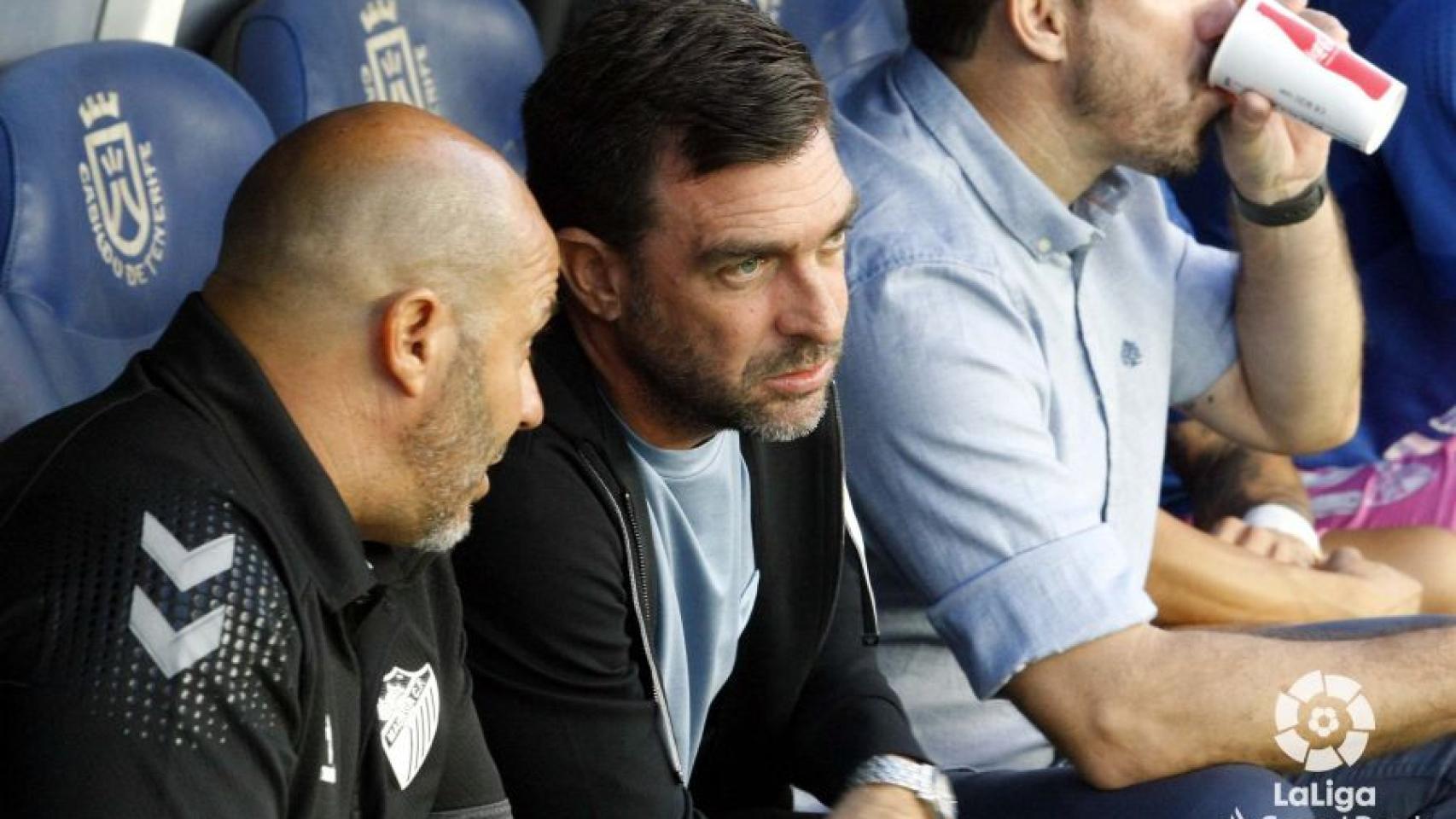 Pablo Guede durante el último partido que ha dirigido al Málaga CF