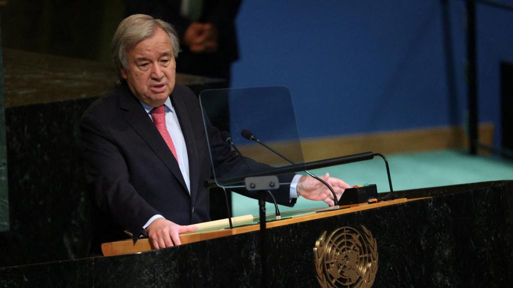 El secretario general de la ONU, António Guterres, durante una intervención en la Asamblea General.