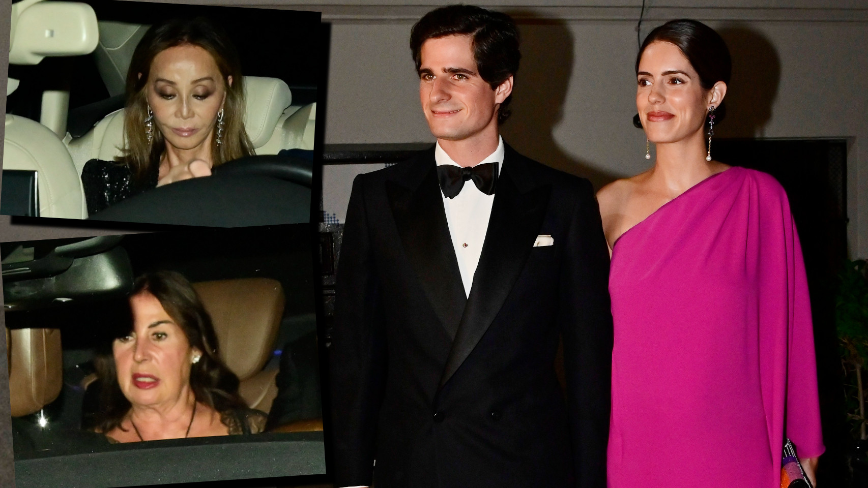 Los duques de Huéscar,  Isabel Preysler y Carmen Martínez-Bordiú, en un fotomontaje de EL ESPAÑOL.