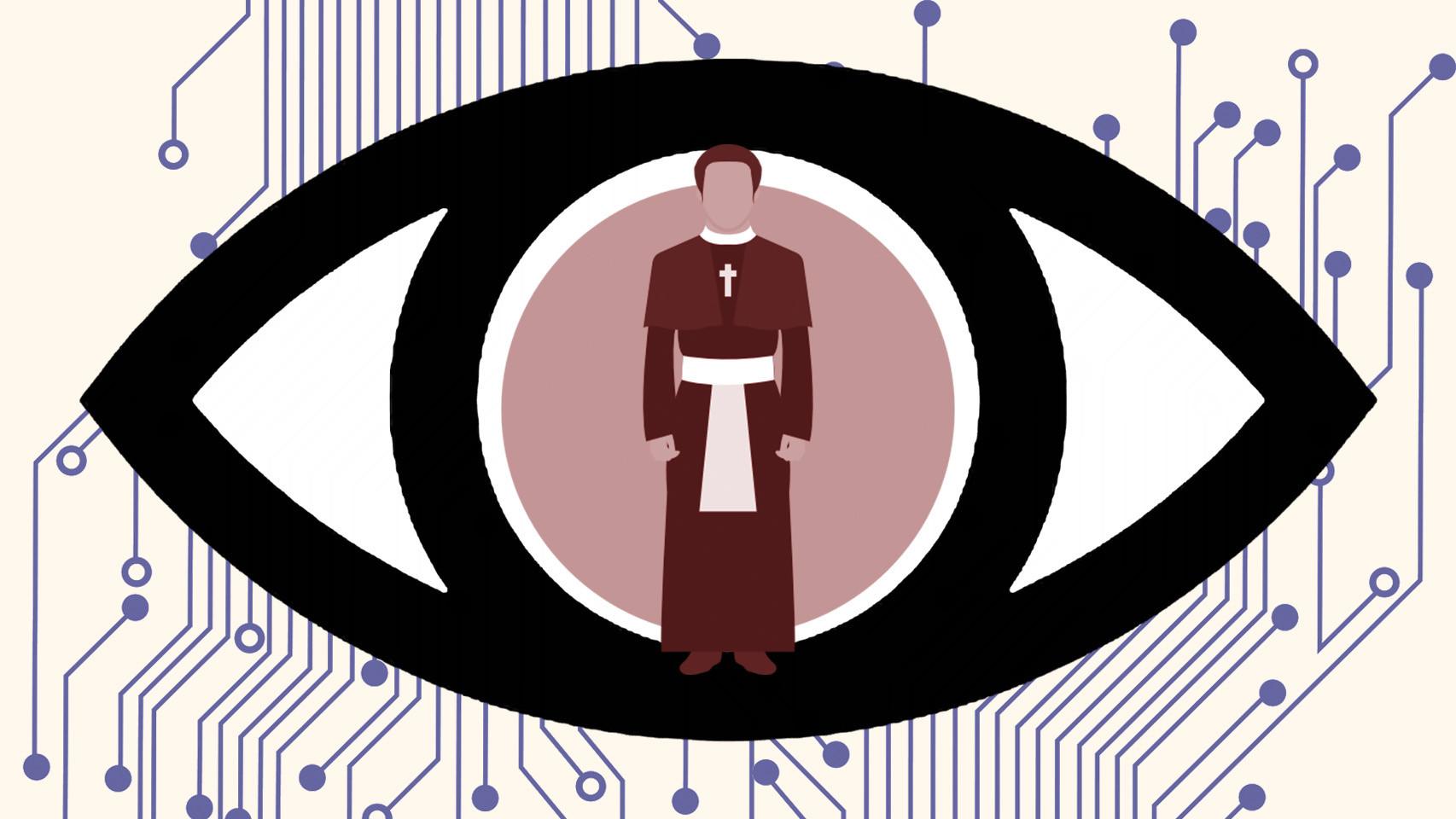 Fotomontaje con un ojo y la ilustración de un pastor.