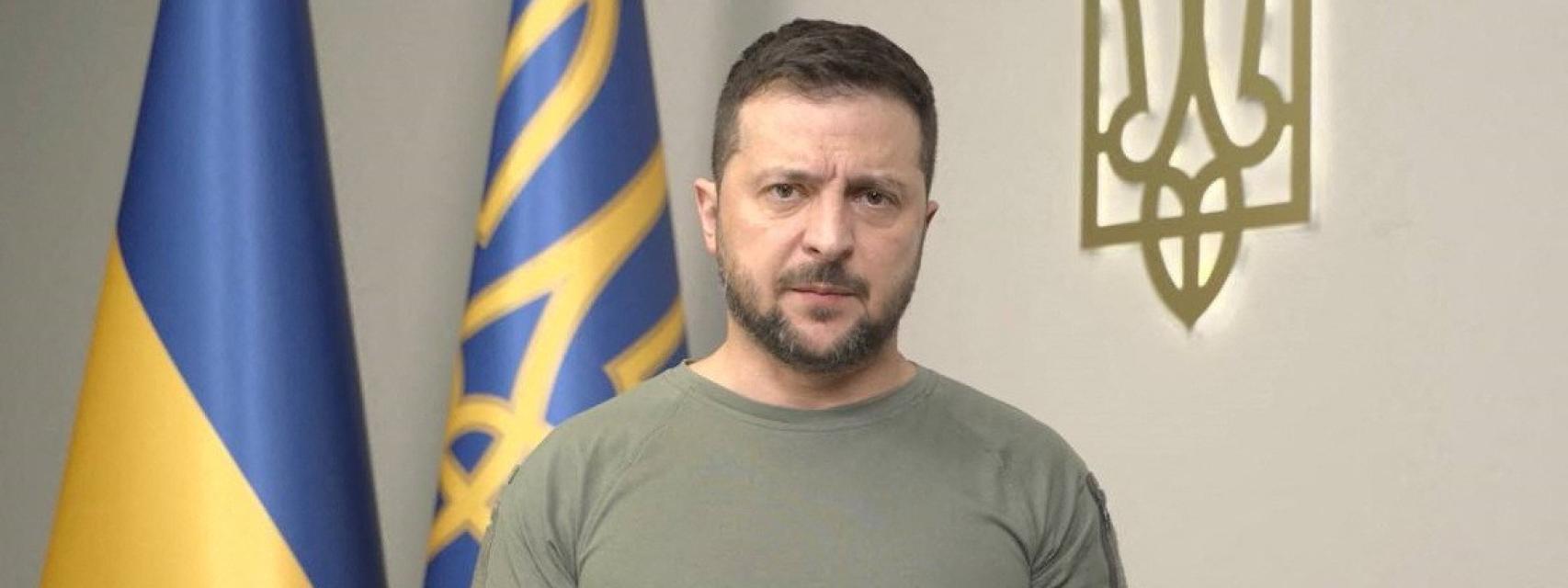 Volodímir Zelenski, presidente de Ucrania, en su discurso nocturno habitual.