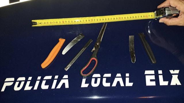 Las armas requisadas por la Policía de Elche.